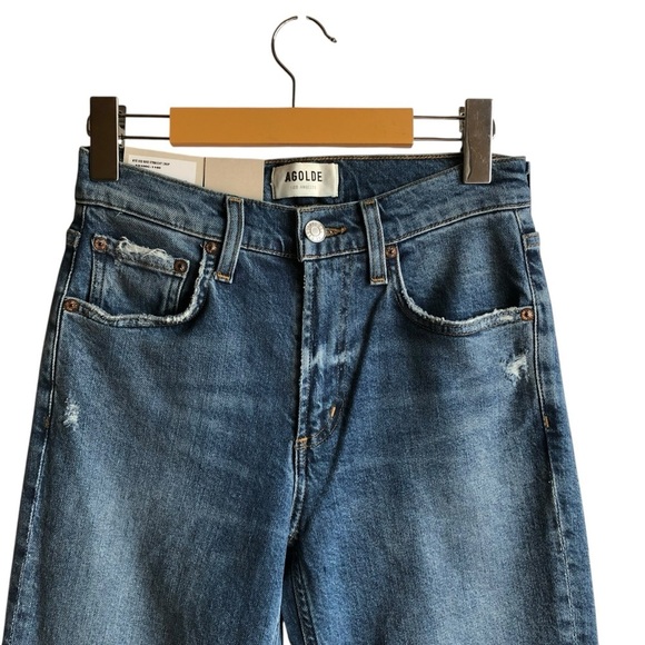 AGOLDE Kye Mid Rise Straight Crop Blue Jeans Size 23 Notion medium wash NWT NEW - Picture 4 of 16